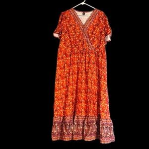 NWOT-SHEIN Red and Purple Paisley Maxi Dress